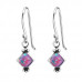 Silver Square Earrings with Synthetic Opal