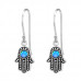 Silver Hamsa Earrings with Synthetic Opal