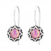 Silver Round Earrings with Imitation Opal