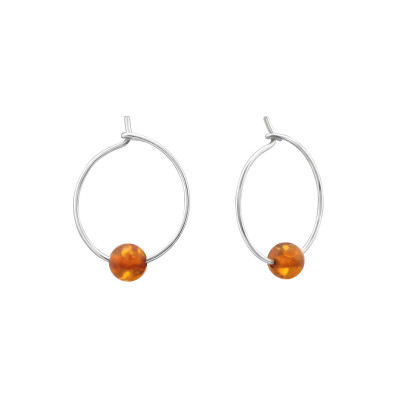 Round Sterling Silver Earrings with Natural Stones