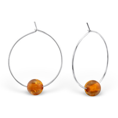 Round Sterling Silver Earrings with Natural Stones