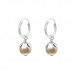Silver Ear Hoops with Hanging and Genuine European Pearl