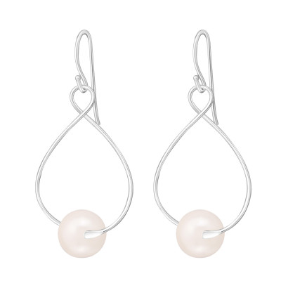 Silver Dangle Earrings with Synthetic Pearl