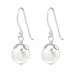 Silver Round Earrings with Pearl and Genuine European Crystals