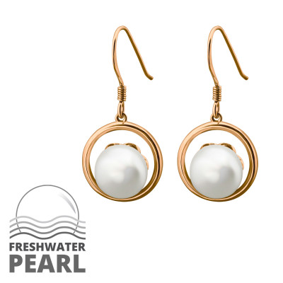 Round Sterling Silver Earrings with Pearl