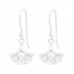 Silver Flower Earrings with Synthetic Pearl