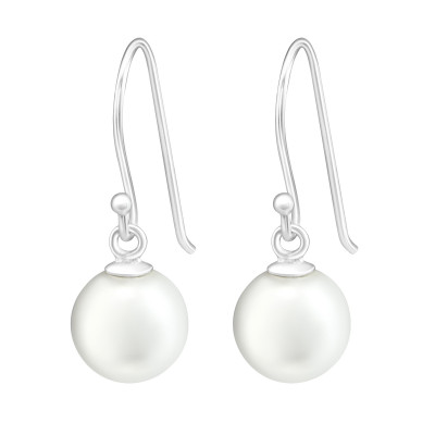 Silver Glass Pearl 10mm Earrings