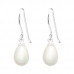 Silver Pearl Tear Earrings with Imitation Stone