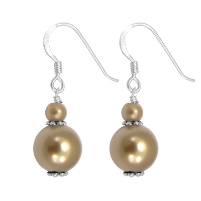 Silver Dangle Earrings with Synthetic Pearl