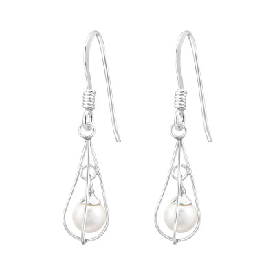 Sterling Silver Earrings with 6mm Plastic Pearl