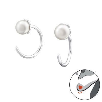 Silver 4mm Earrings with Synthetic Pearl