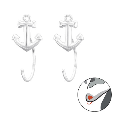 Silver Anchor Ear Huggers