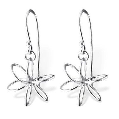 Wire Flower Sterling Silver Earrings