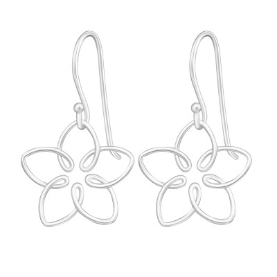 Silver Wire Flower Earrings