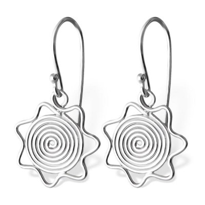 Wire Sun Sterling Silver Earrings