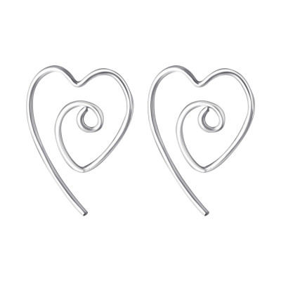 Silver Wire Heart Earrings