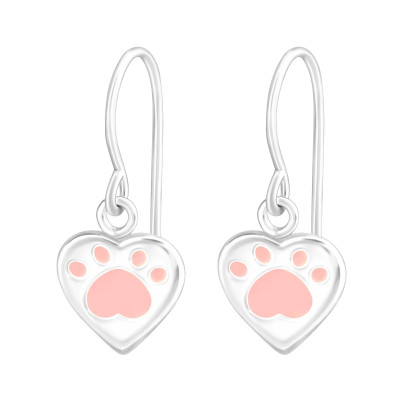 Silver Paw Print Earrings with Epoxy