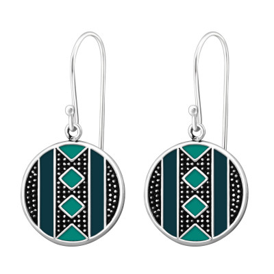 Ethnic Sterling Silver Earrings with Epoxy