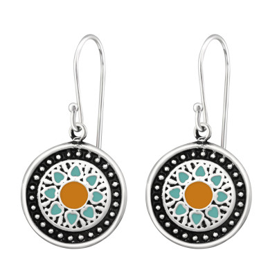Ethnic Sterling Silver Earrings with Epoxy