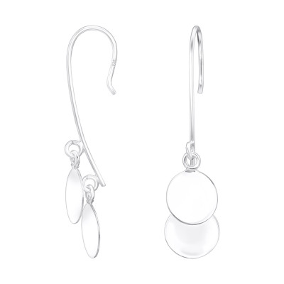 Silver Double Round Earrings