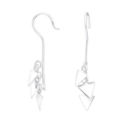 Silver Triple Triangle Earrings