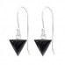 Silver Triangle Earrings with Imitation Stone