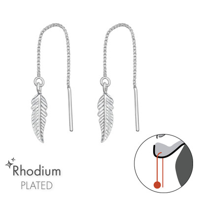 Silver Feather Thread Through Earrings