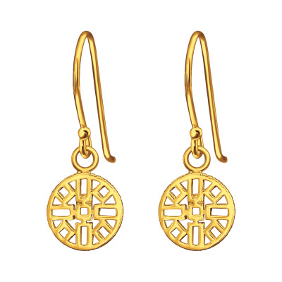 Silver Geometric Patterned Disc Earrings