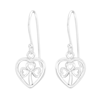 Silver Hearts Clover Earrings