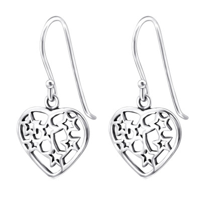 Heart and Star Sterling Silver Earrings