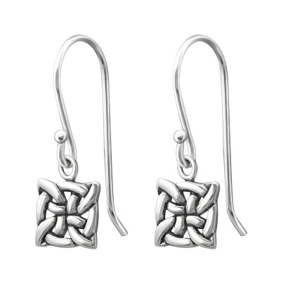 Silver Celtic Square Earrings