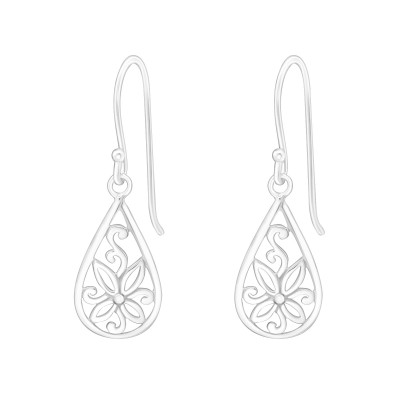 Silver Filigree Pear Earrings