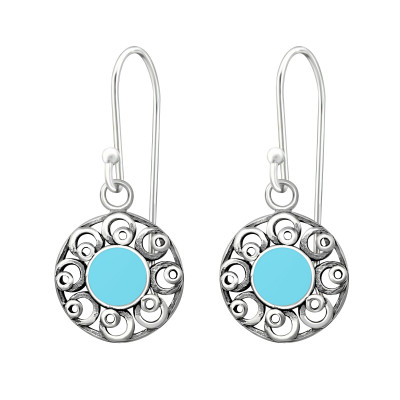 Round Sterling Silver Earrings with Epoxy