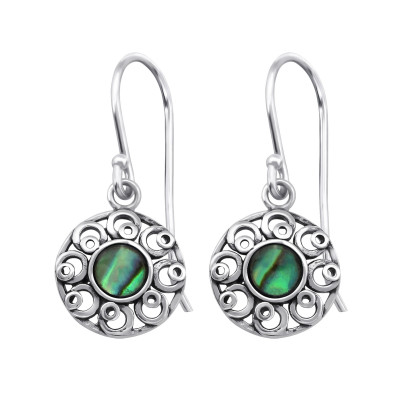 Silver Filigree Earrings with Imitation Stone and  Epoxy