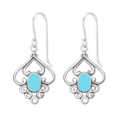 Flower Sterling Silver Earrings with Epoxy