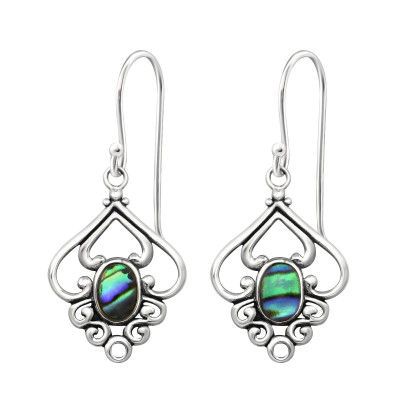 Silver Filigree Earrings with Imitation Stone and  Epoxy