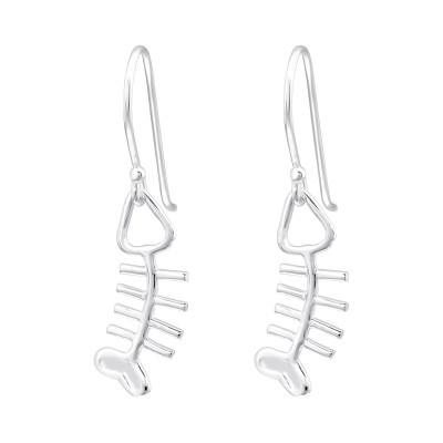 Fishbone Sterling Silver Earrings