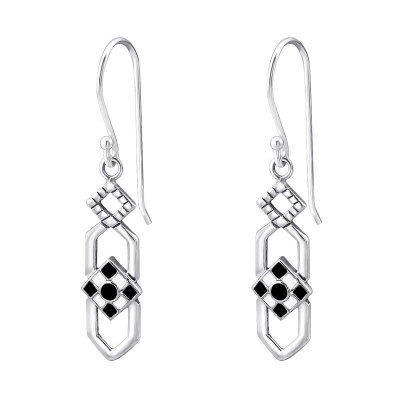 Silver Diamond Earrings with Epoxy