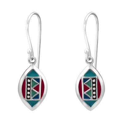 Oval Sterling Silver Earrings with Epoxy