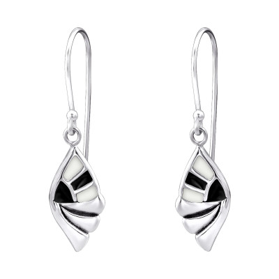 Oval Sterling Silver Earrings with Epoxy