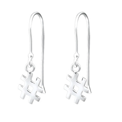 Silver Hashtag Earrings