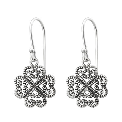 Silver Vintage Clover Earrings