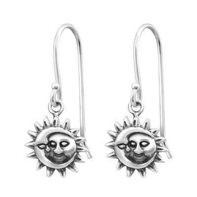 Sun and Moon Sterling Silver Earrings