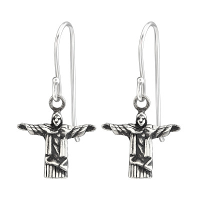 Silver Jesus Earrings