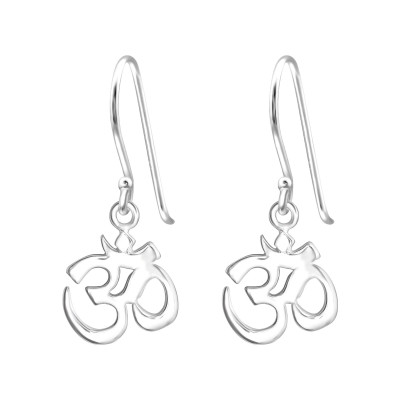 Silver Om Symbol Earrings