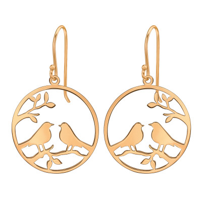 Silver Laser Cut Love Birds Earrings