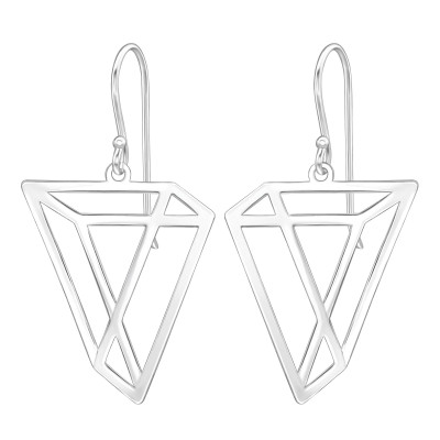 Silver Laser Cut Geometric Earrings