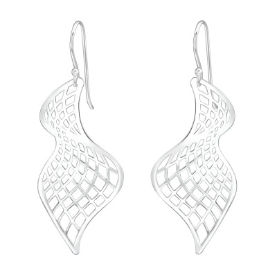 Silver Laser Cut Wave Earrings