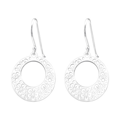 Silver Laser Cut Flower Earrings