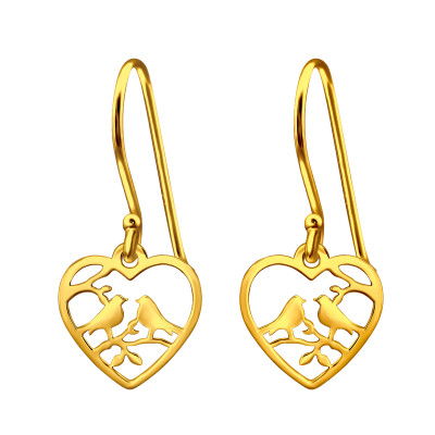 Silver Laser Cut Love Birds Earrings